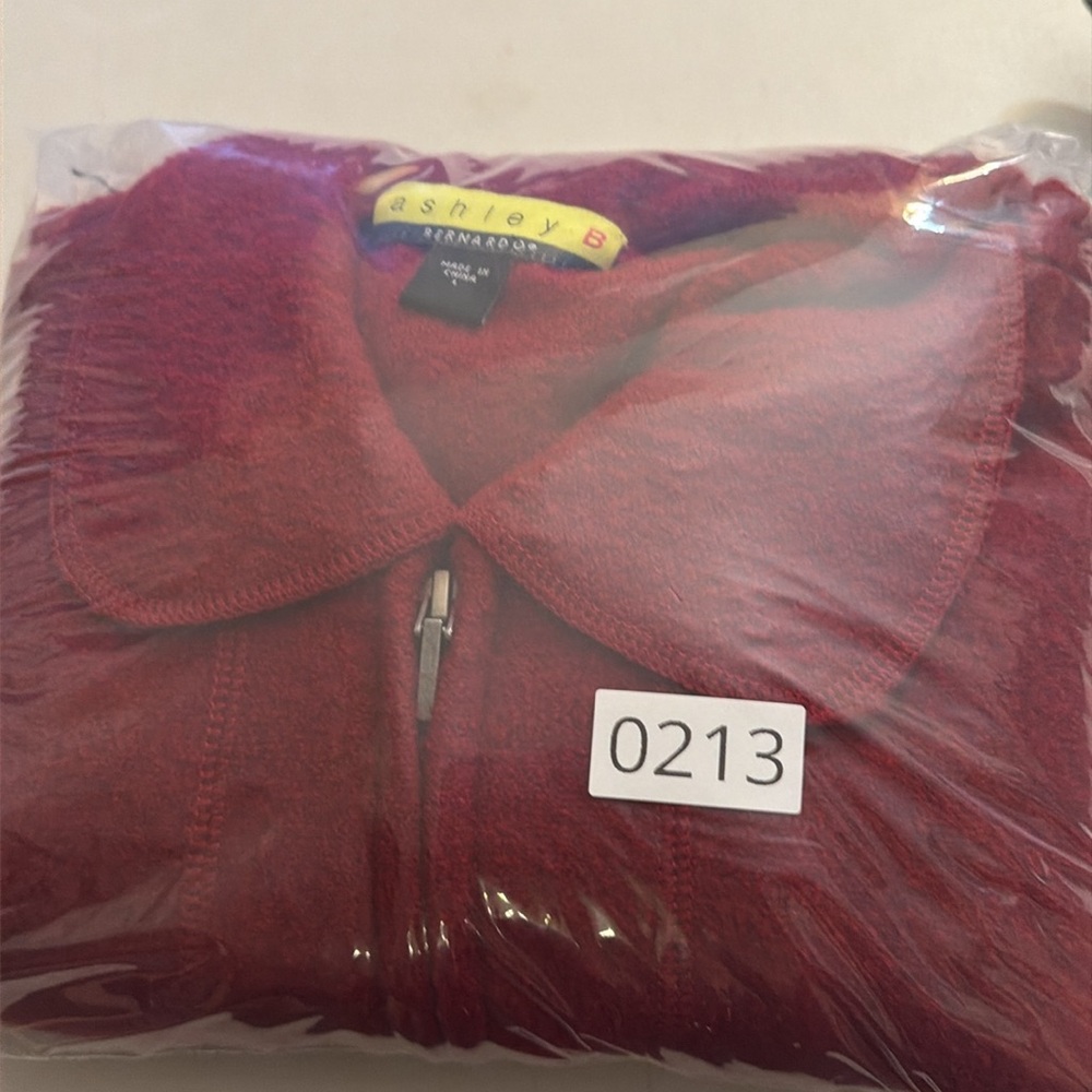 Ashley B Bernardo 100% Wool Zip Jacket Burgundy Red Size L - Picture 13 of 13